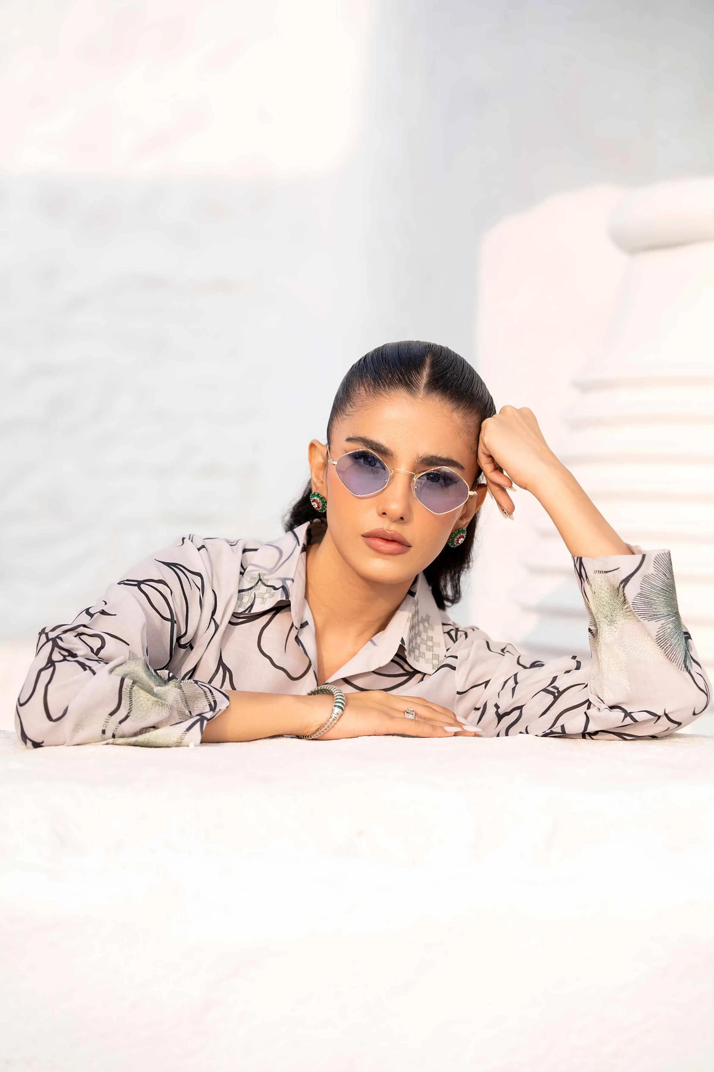 2 Piece - Printed Embroidered Suit - KPS25-08