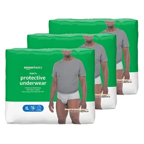 Amazon Basics Incontinence Underwear for Men, Maximum Absorbency, Extra Large, 48 Count, 3 Packs of 16 (Previously Solimo)