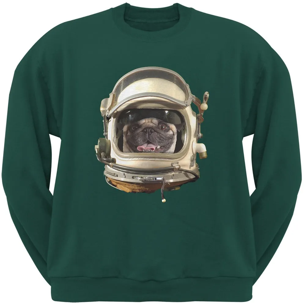 Astronaut Pug Black Adult Pullover Hoodie