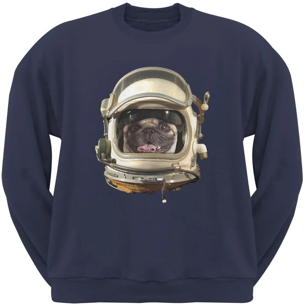 Astronaut Pug Black Adult Pullover Hoodie