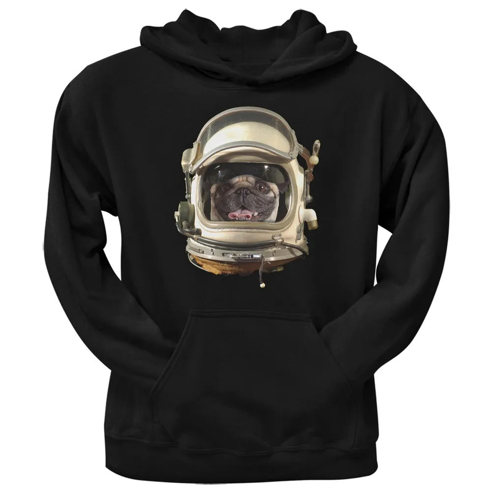 Astronaut Pug Black Adult Pullover Hoodie
