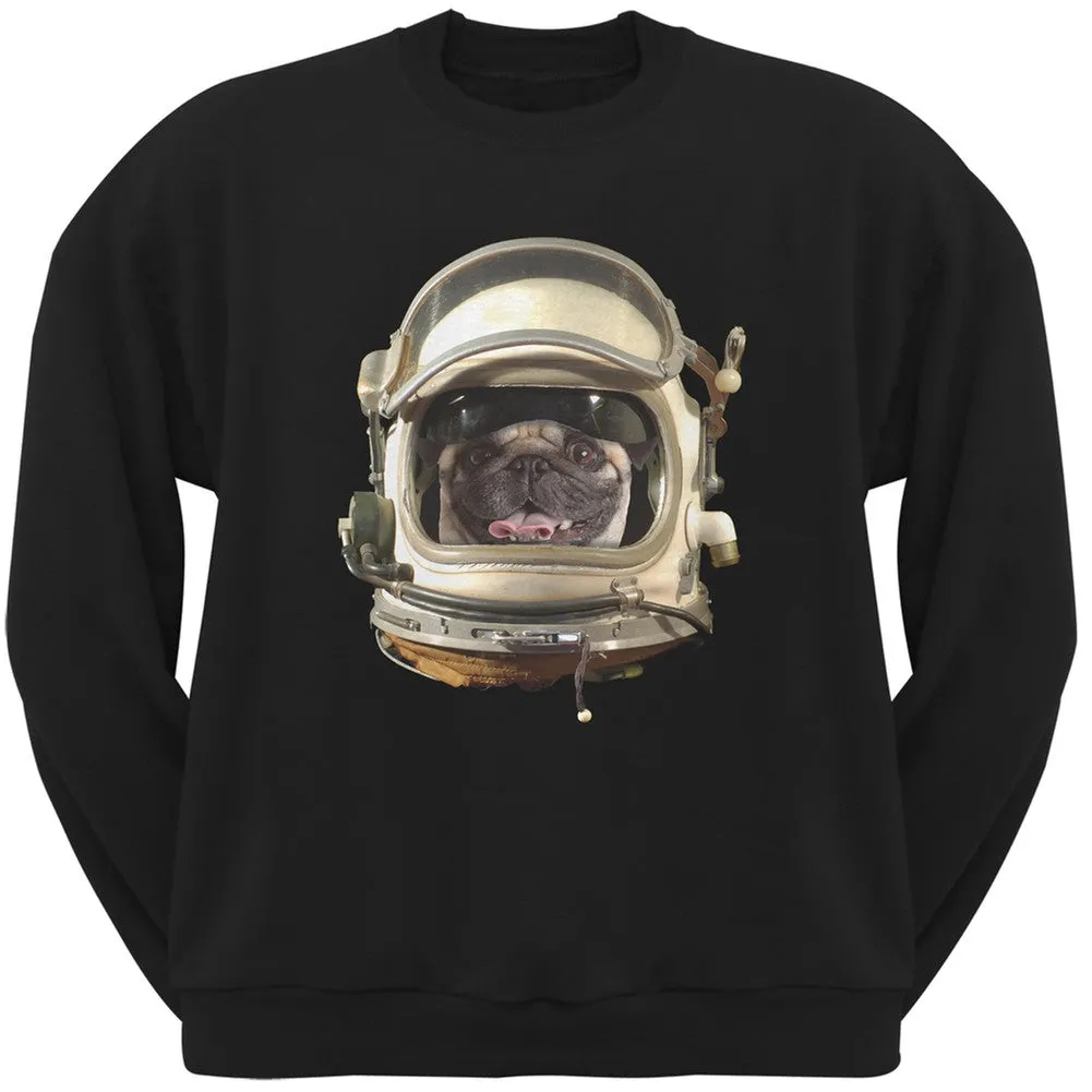 Astronaut Pug Black Adult Pullover Hoodie