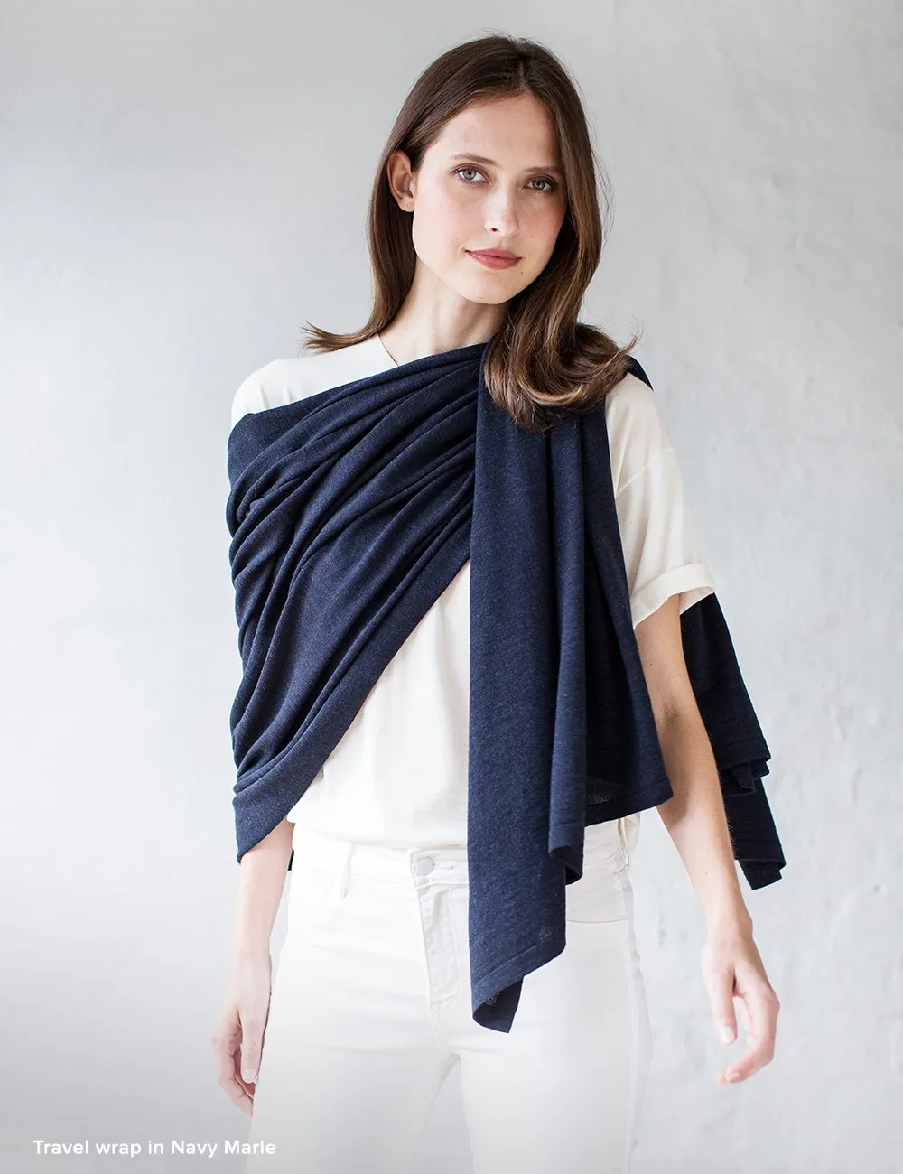 Australian Superfine Merino Wrap - Navy Marle