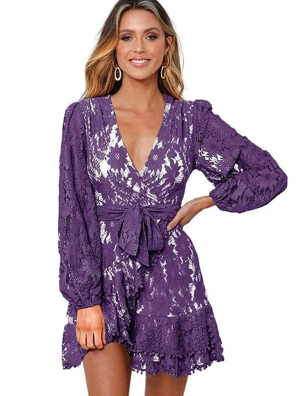 Autumn Lace Mini Dress