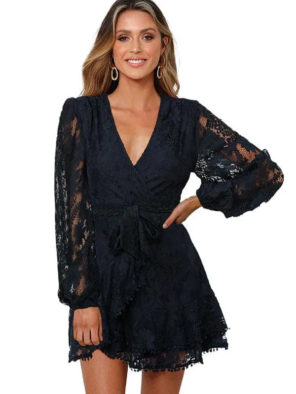 Autumn Lace Mini Dress