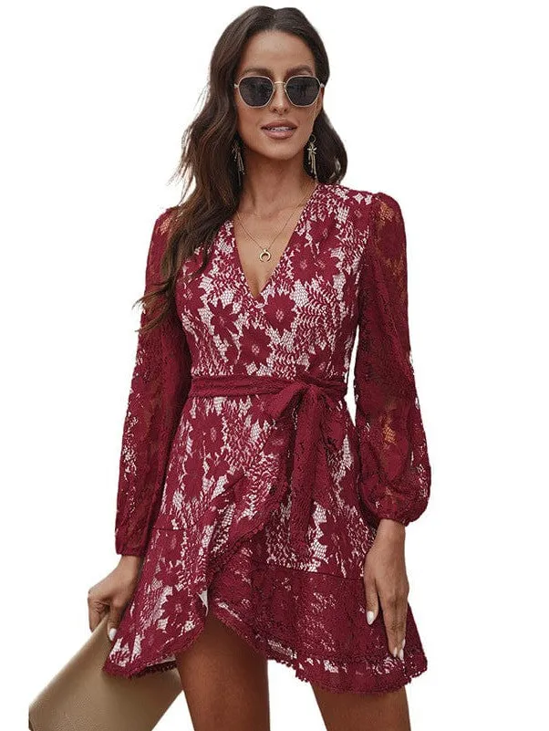 Autumn Lace Mini Dress
