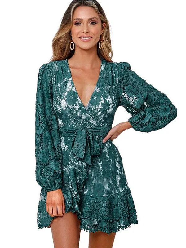 Autumn Lace Mini Dress