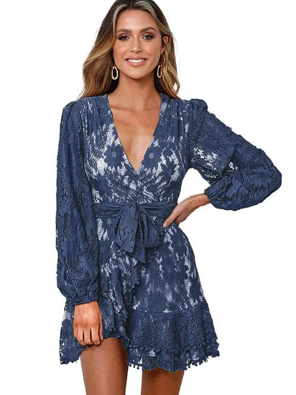 Autumn Lace Mini Dress