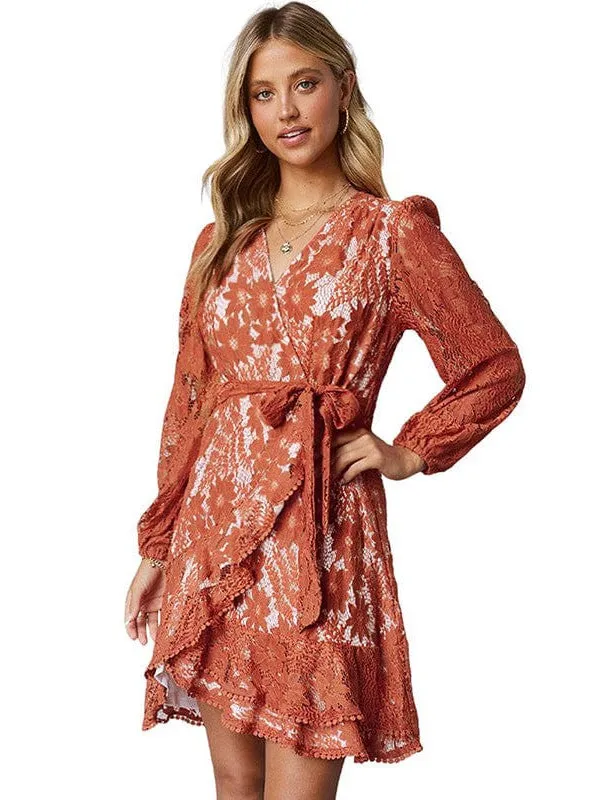 Autumn Lace Mini Dress