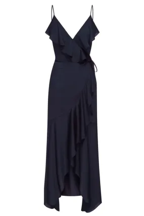 Bias Frilled Wrap Dress