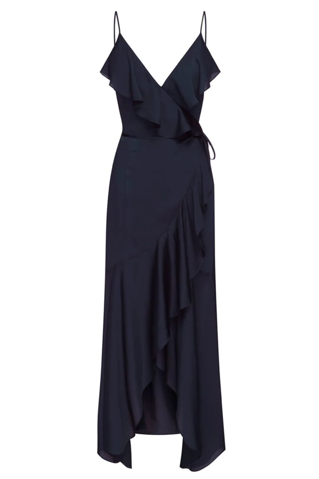 Bias Frilled Wrap Dress