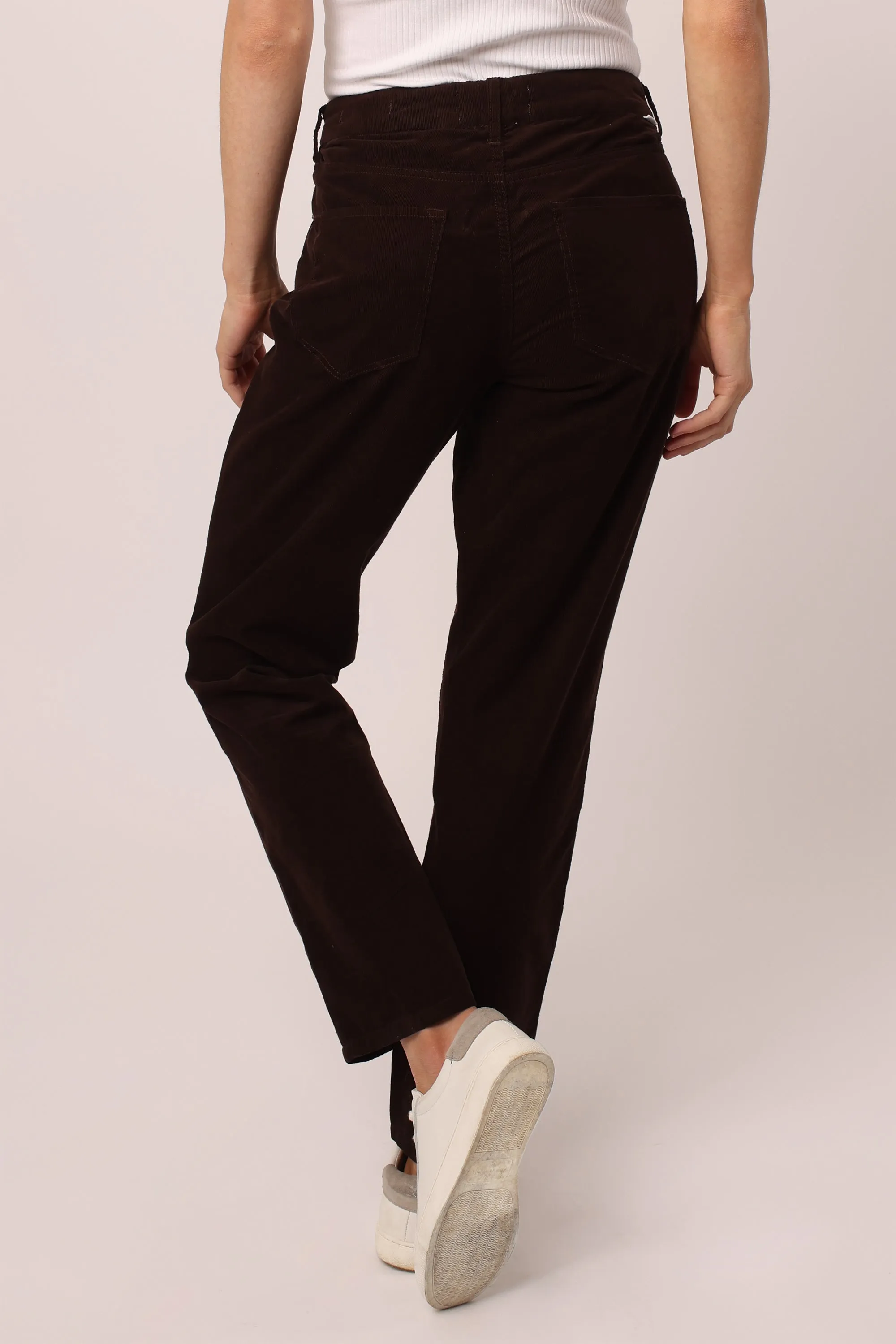 BLAIRE HIGH RISE ANKLE SLIM STRAIGHT PANTS DARK OAK