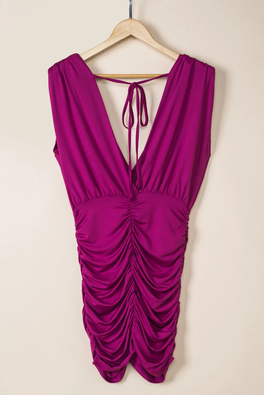 Blossom Ruched Surplice Sleeveless Wrap Dress