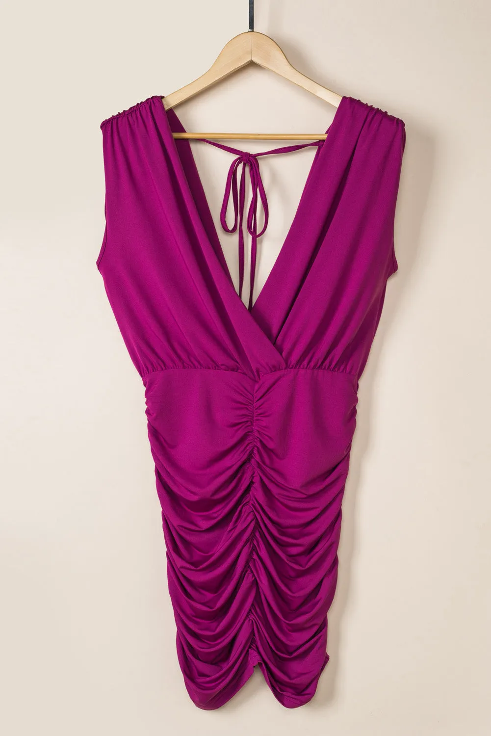 Blossom Ruched Surplice Sleeveless Wrap Dress