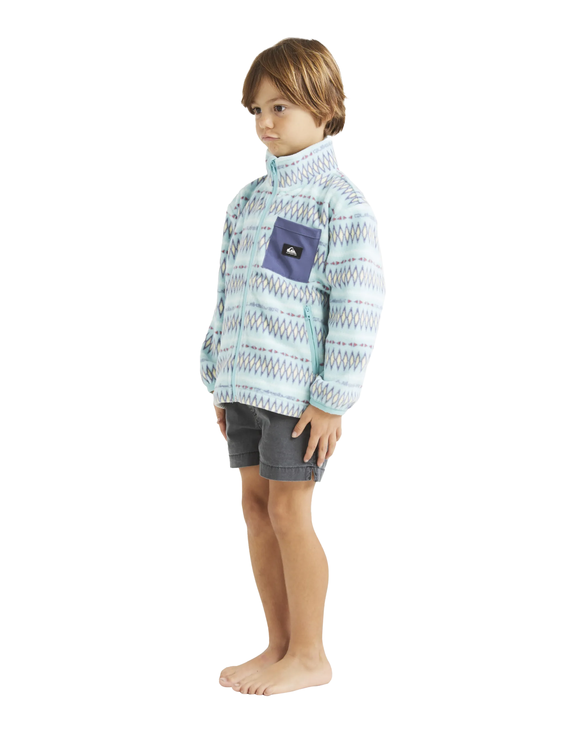 Boys Heritage Zipped Sherpa Fleece Sweatshirt in Marine Blue