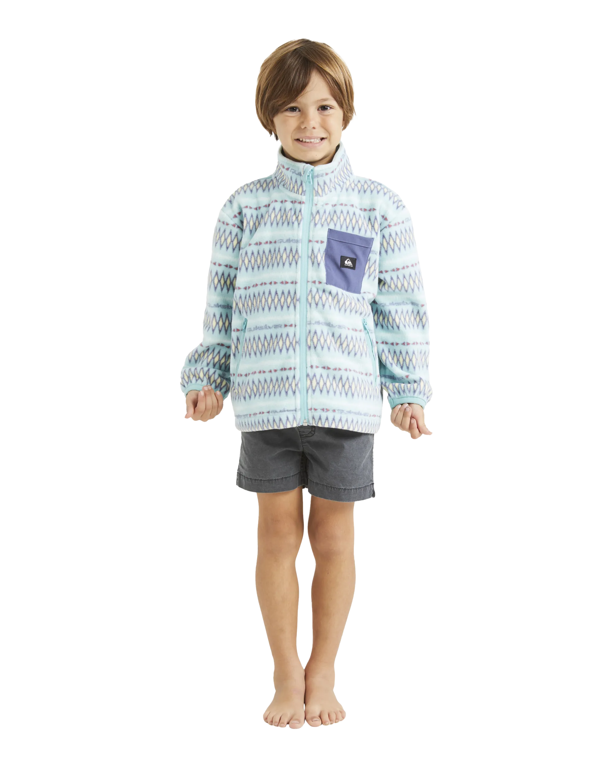 Boys Heritage Zipped Sherpa Fleece Sweatshirt in Marine Blue