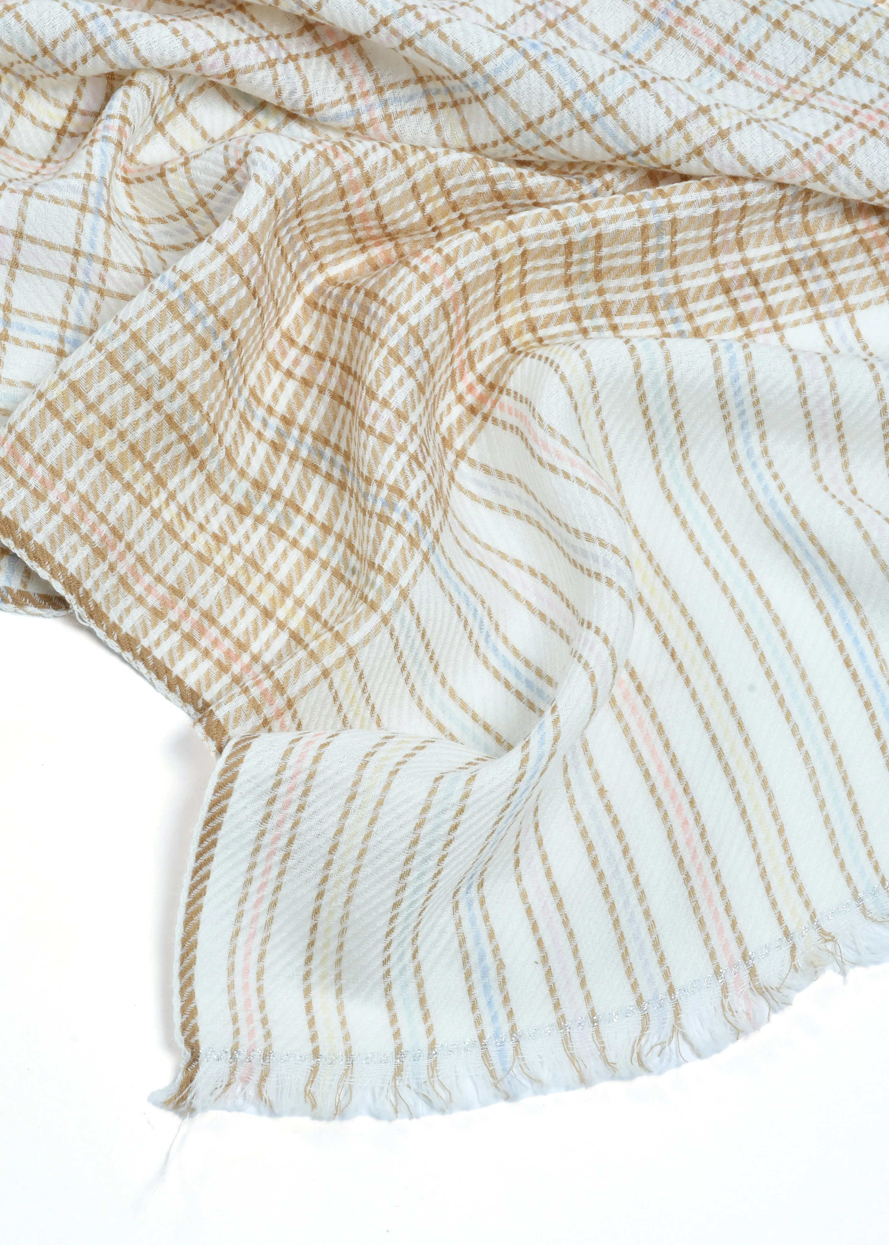 Check with Stripe Border in Merino
