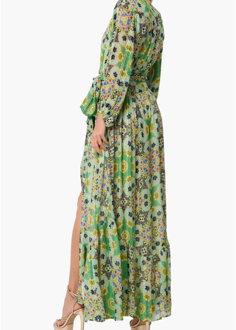 Ciebon Shani Printed Shimmer Maxi Wrap Dress-***FINAL SALE***