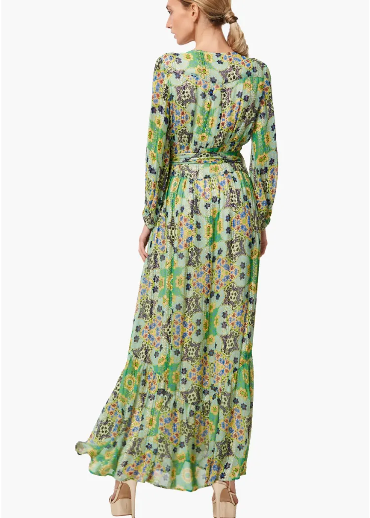 Ciebon Shani Printed Shimmer Maxi Wrap Dress-***FINAL SALE***