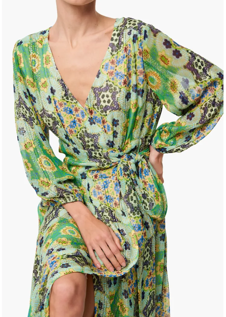 Ciebon Shani Printed Shimmer Maxi Wrap Dress-***FINAL SALE***