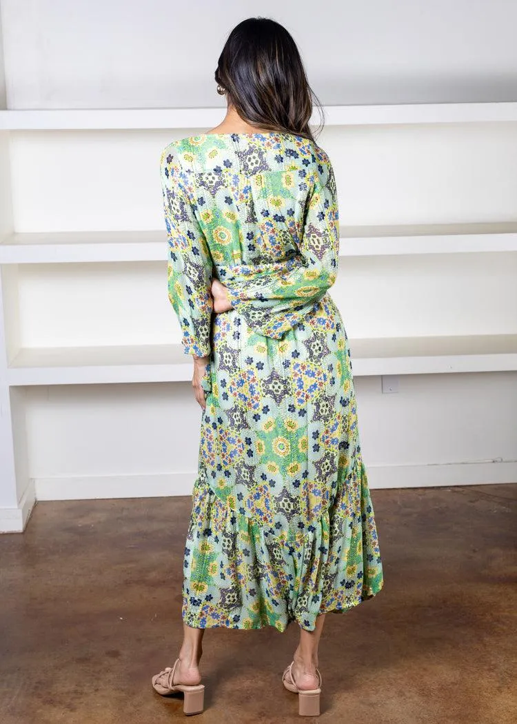 Ciebon Shani Printed Shimmer Maxi Wrap Dress-***FINAL SALE***