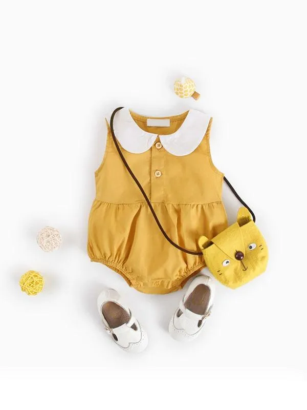 Cute Peter Pan Collar Cotton Baby Girls Romper