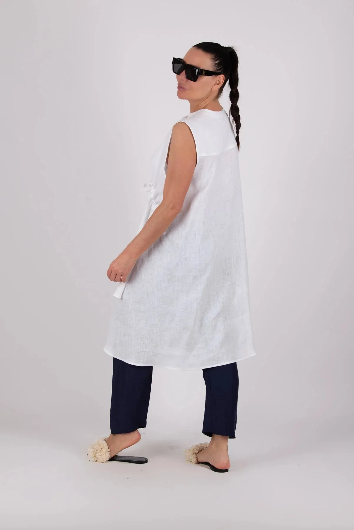 DANIELA Asymmetric Linen Top