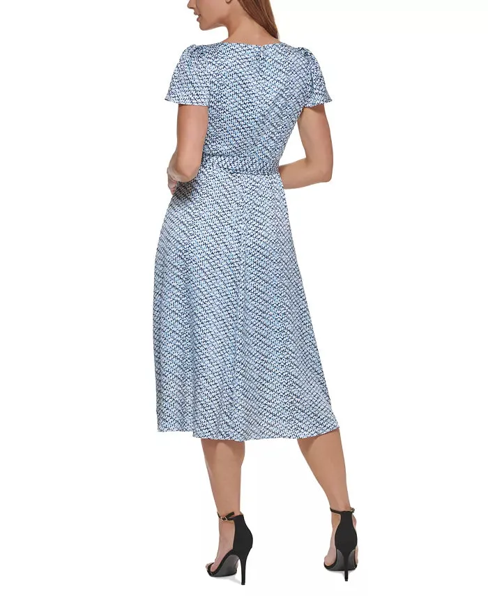 DKNY Printed Faux-Wrap Dress