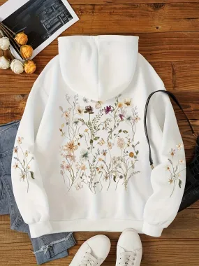 Elegant Fleece Pullover Hoodie with Backprint and Hood for Women | Perfect for Casual Days