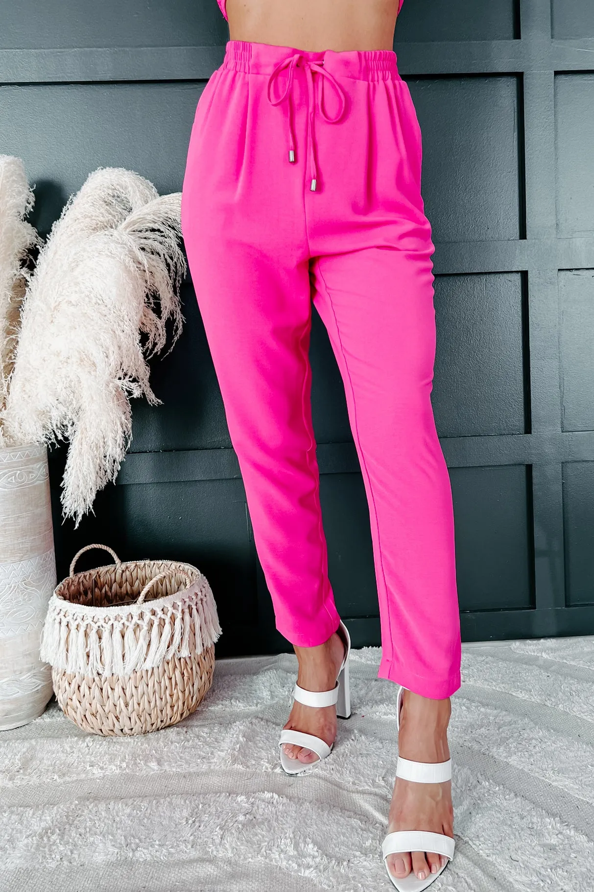Feeling Bossy Three-Piece Blazer Set (Fuchsia)