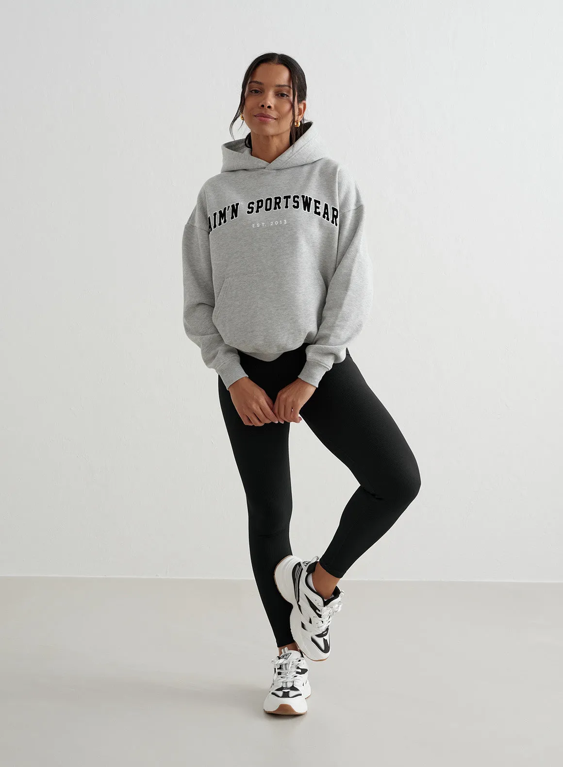 Grey Melange Varsity Sweat Hood