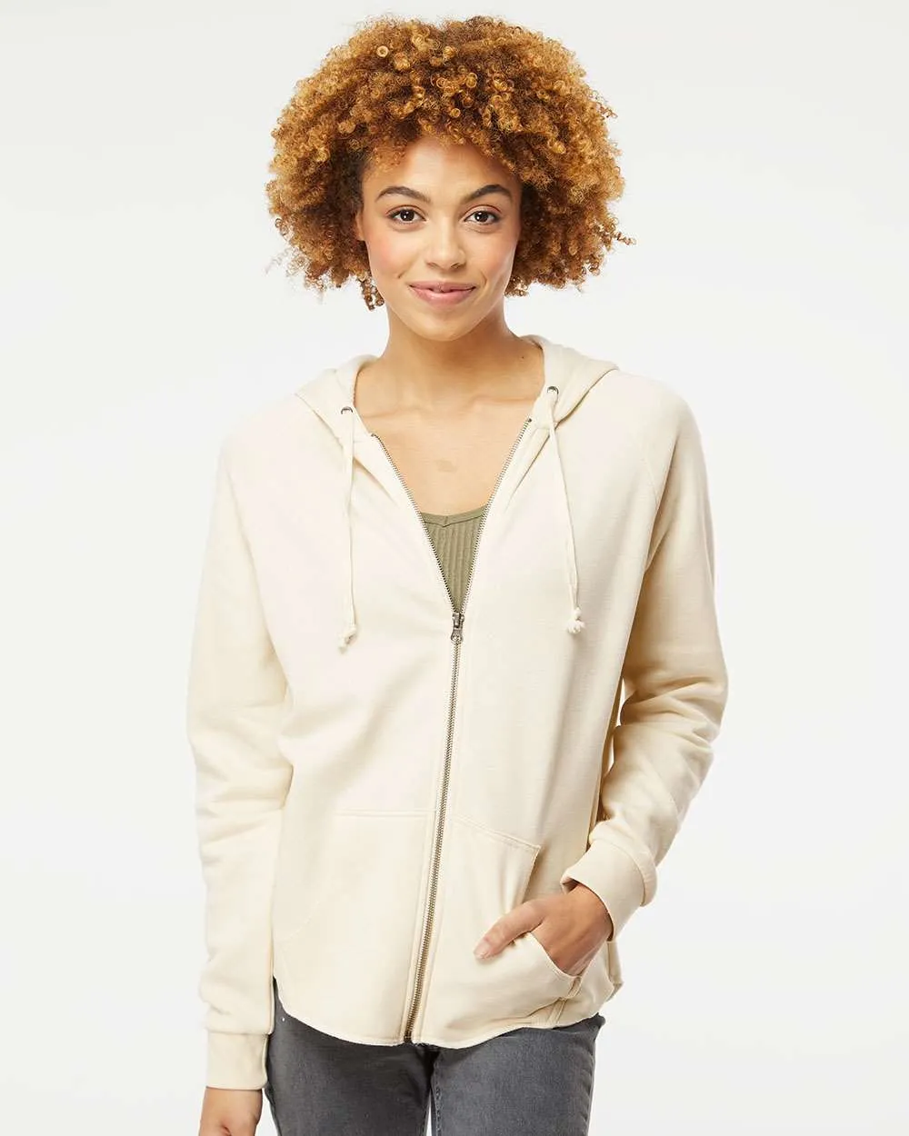 Independent Trading Co. Ladies California Wave Wash Full-Zip Hooded Sweatshirt 