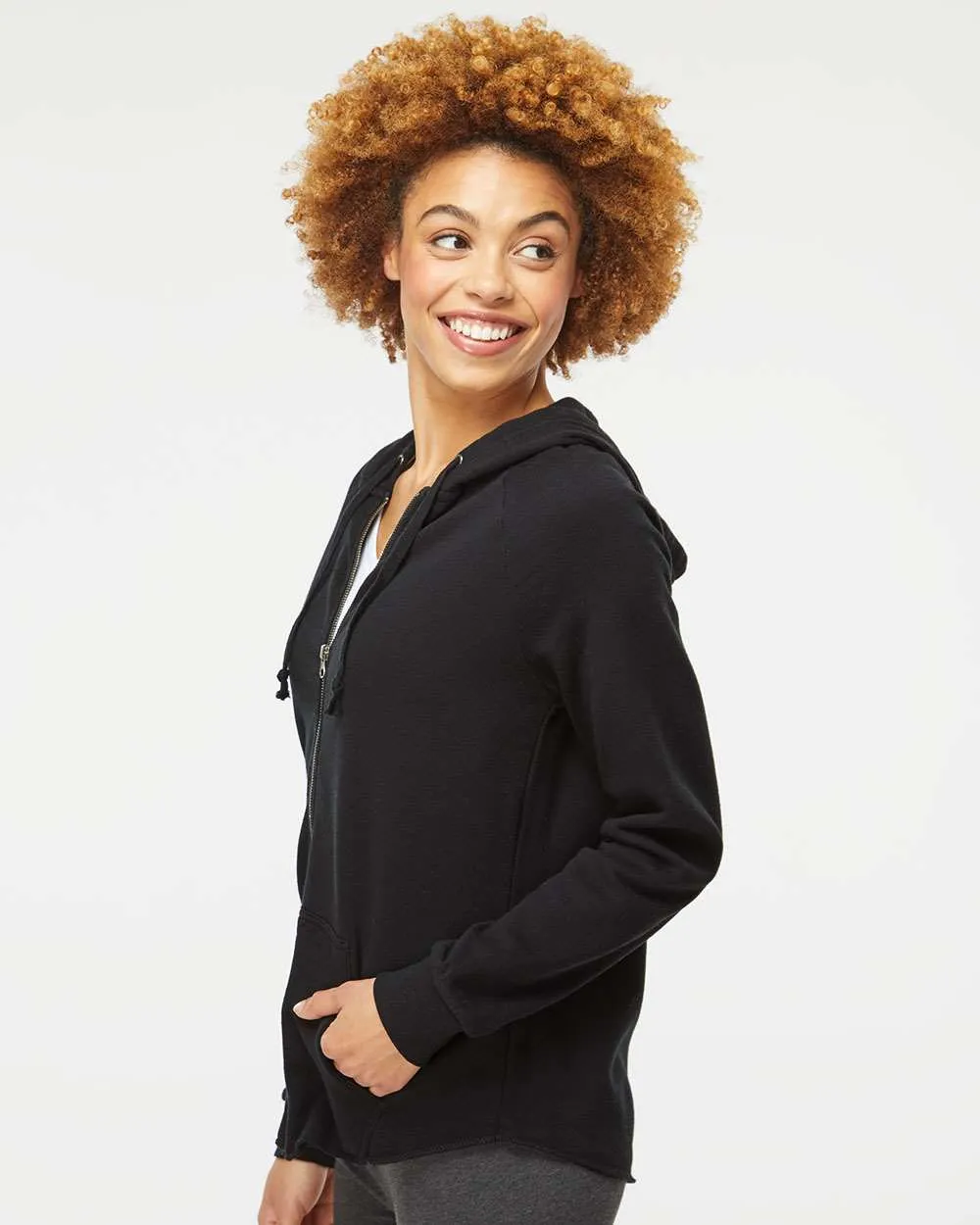 Independent Trading Co. Ladies California Wave Wash Full-Zip Hooded Sweatshirt 