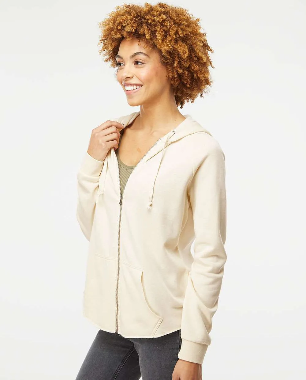 Independent Trading Co. Ladies California Wave Wash Full-Zip Hooded Sweatshirt 
