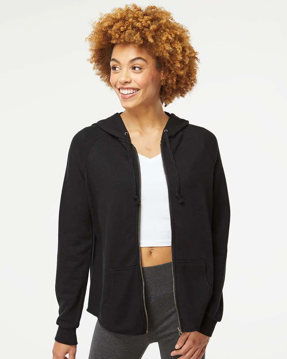 Independent Trading Co. Ladies California Wave Wash Full-Zip Hooded Sweatshirt 