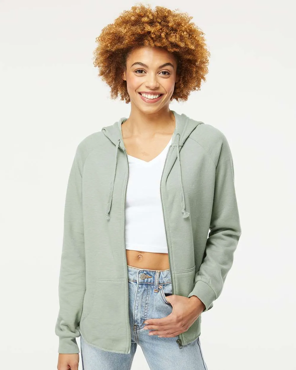 Independent Trading Co. Ladies California Wave Wash Full-Zip Hooded Sweatshirt 