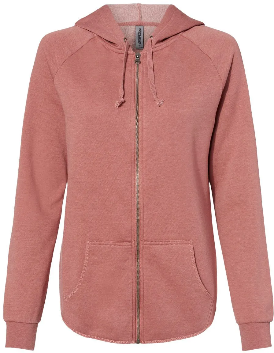 Independent Trading Co. Ladies California Wave Wash Full-Zip Hooded Sweatshirt 