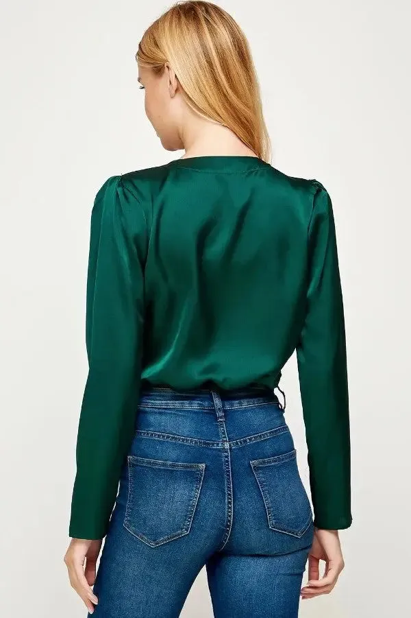 Long Sleeve Satin Bodysuit