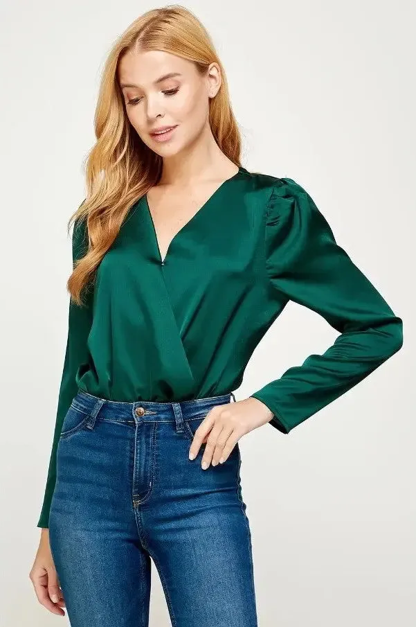 Long Sleeve Satin Bodysuit