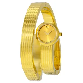 Movado Museum Wrap Yellow Gold Soleil Dial Ladies Dress Watch 0606806