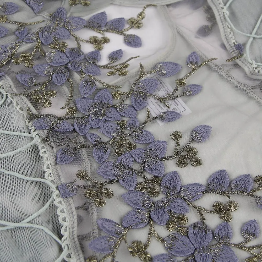 New Exquisite Embroidery Mesh Bodysuit With Underwire