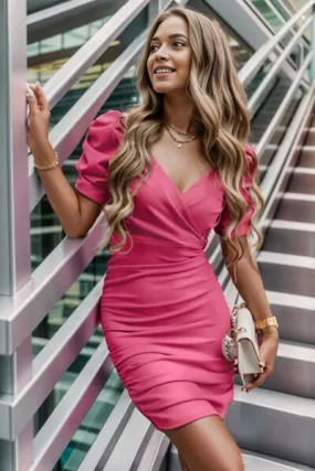 Ruched Surplice Wrap Dress