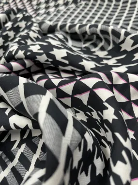 S-7409W DESIGNER HOUNDSTOOTH PRINT SILK VISCOSE. ITALY
