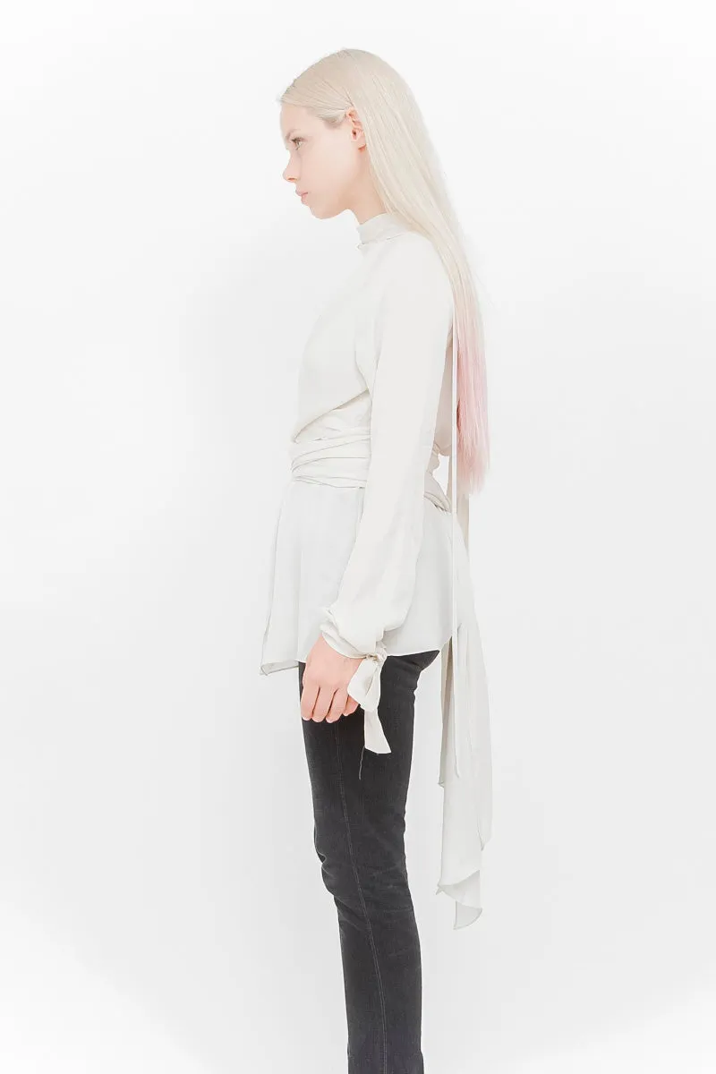 SILK CHIFFON TIE BLOUSE