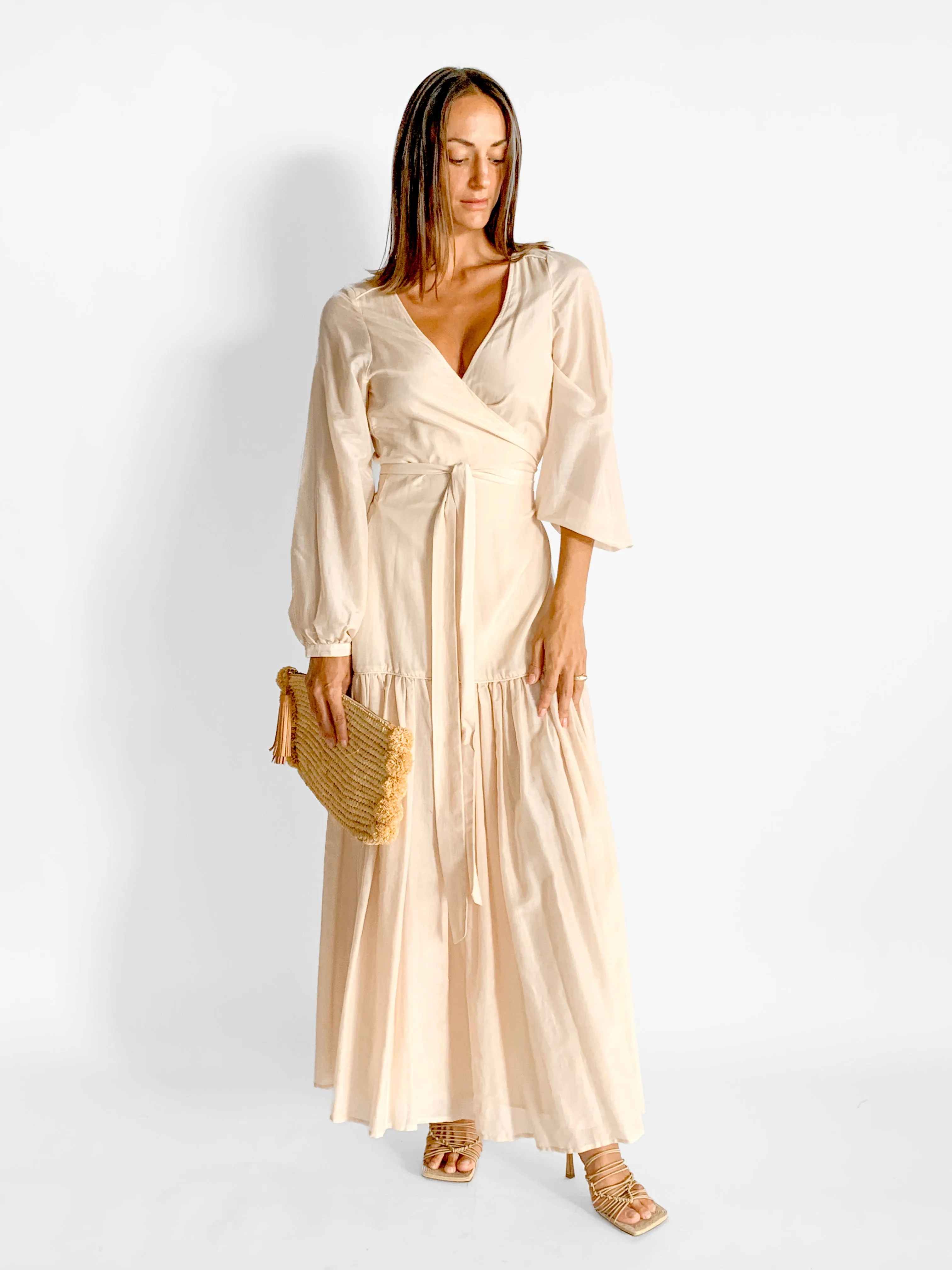 Silk Cotton Wrap Dress