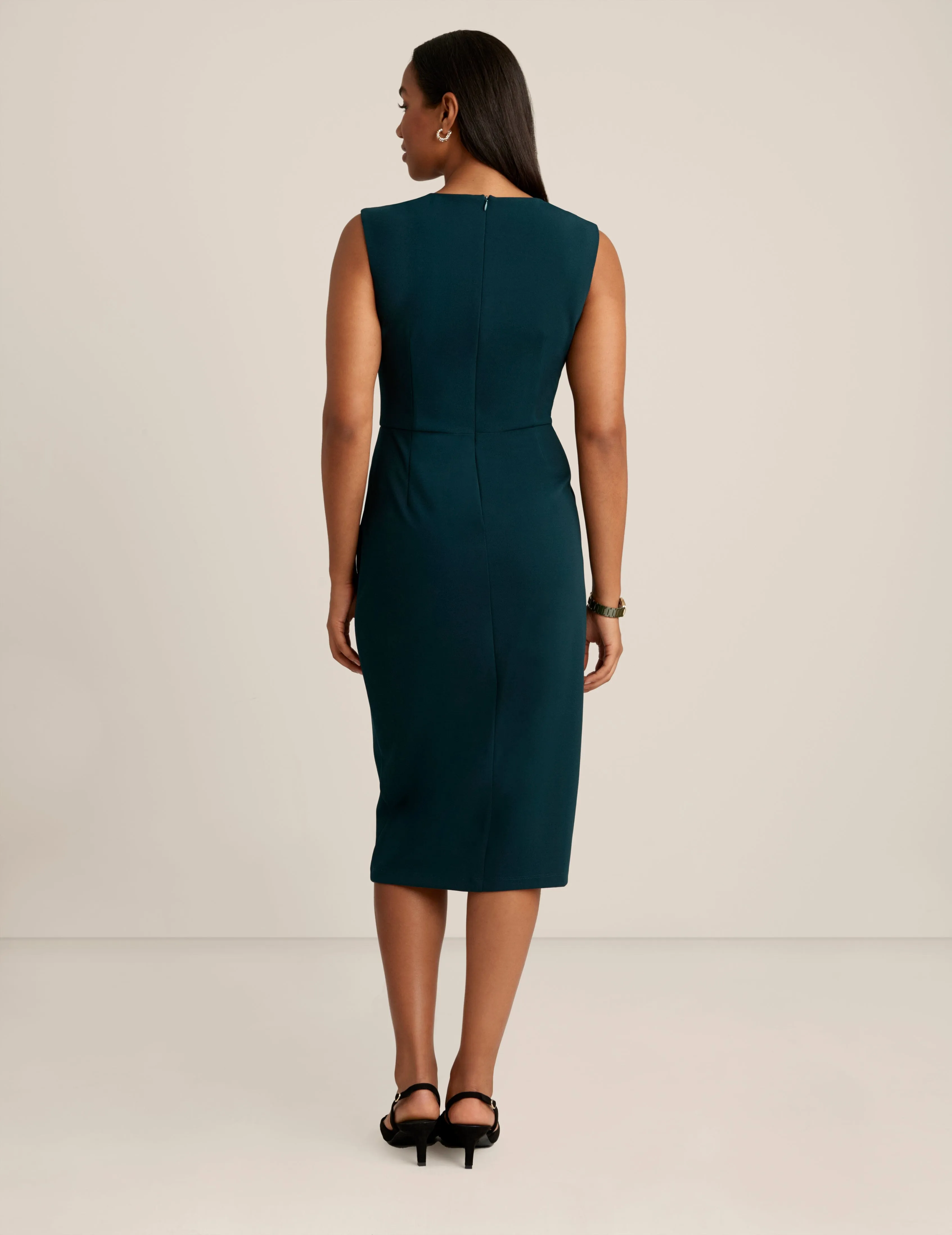 Square Neck Faux Wrap Dress