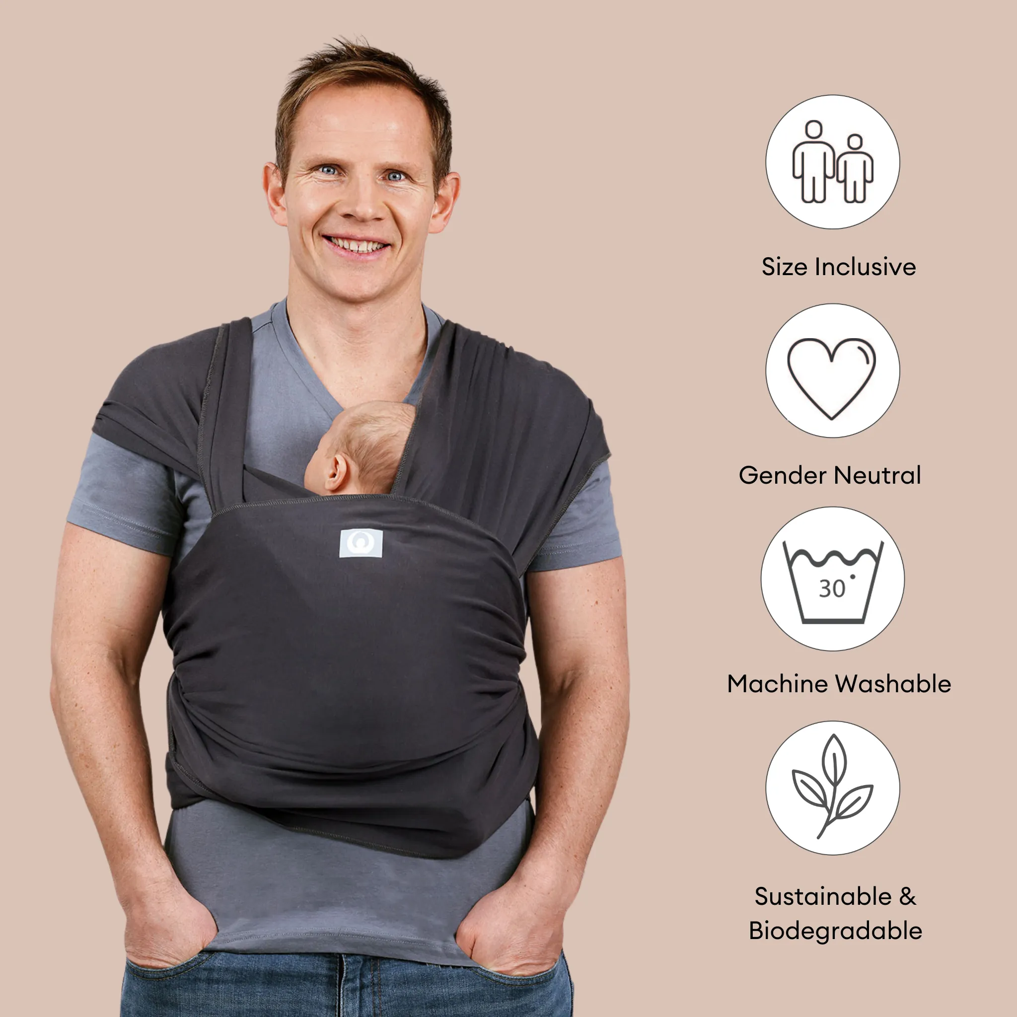 Stretchy Baby Wrap Organic Cotton | Graphite