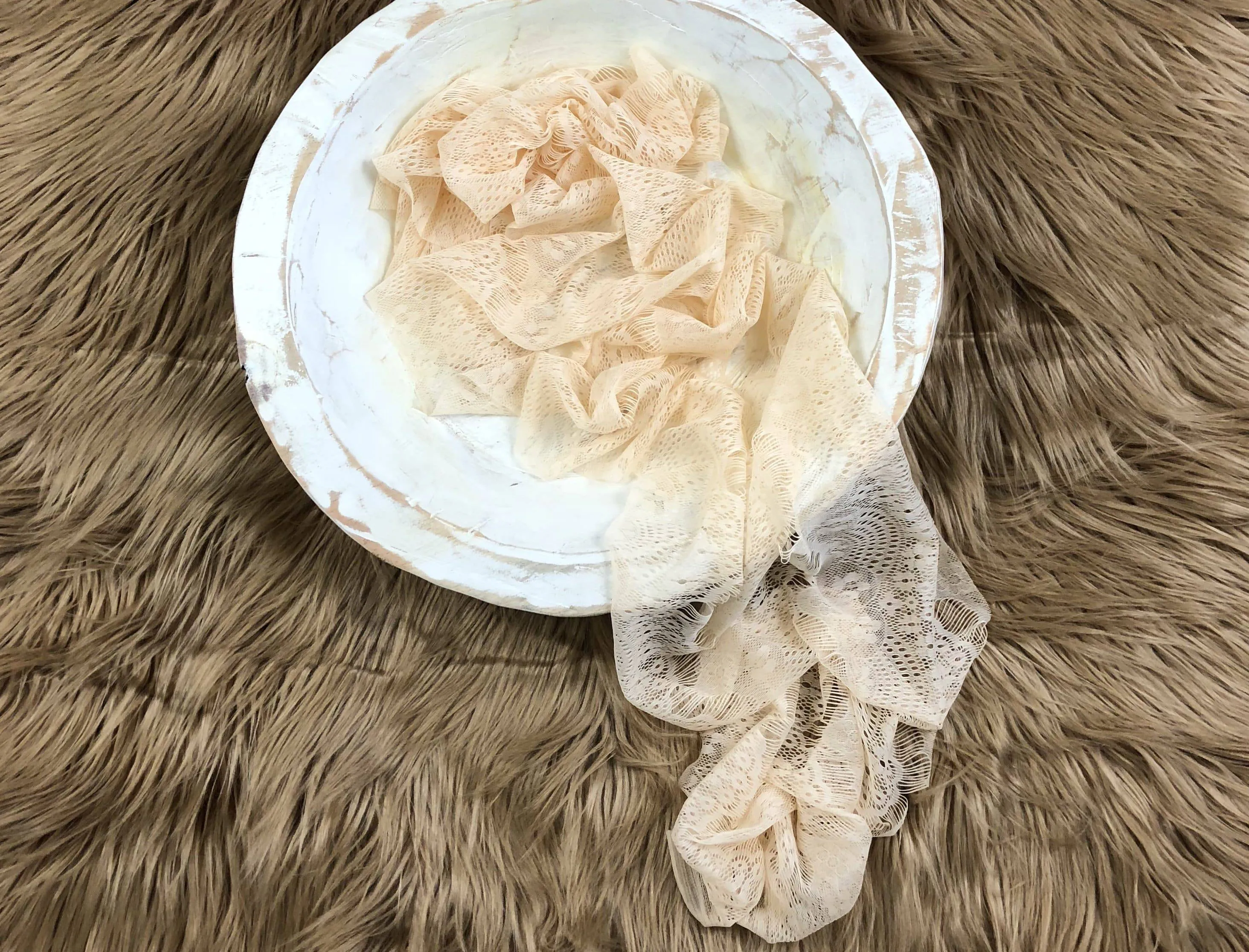 Tan Gossamer Fabric Lace Baby Wrap