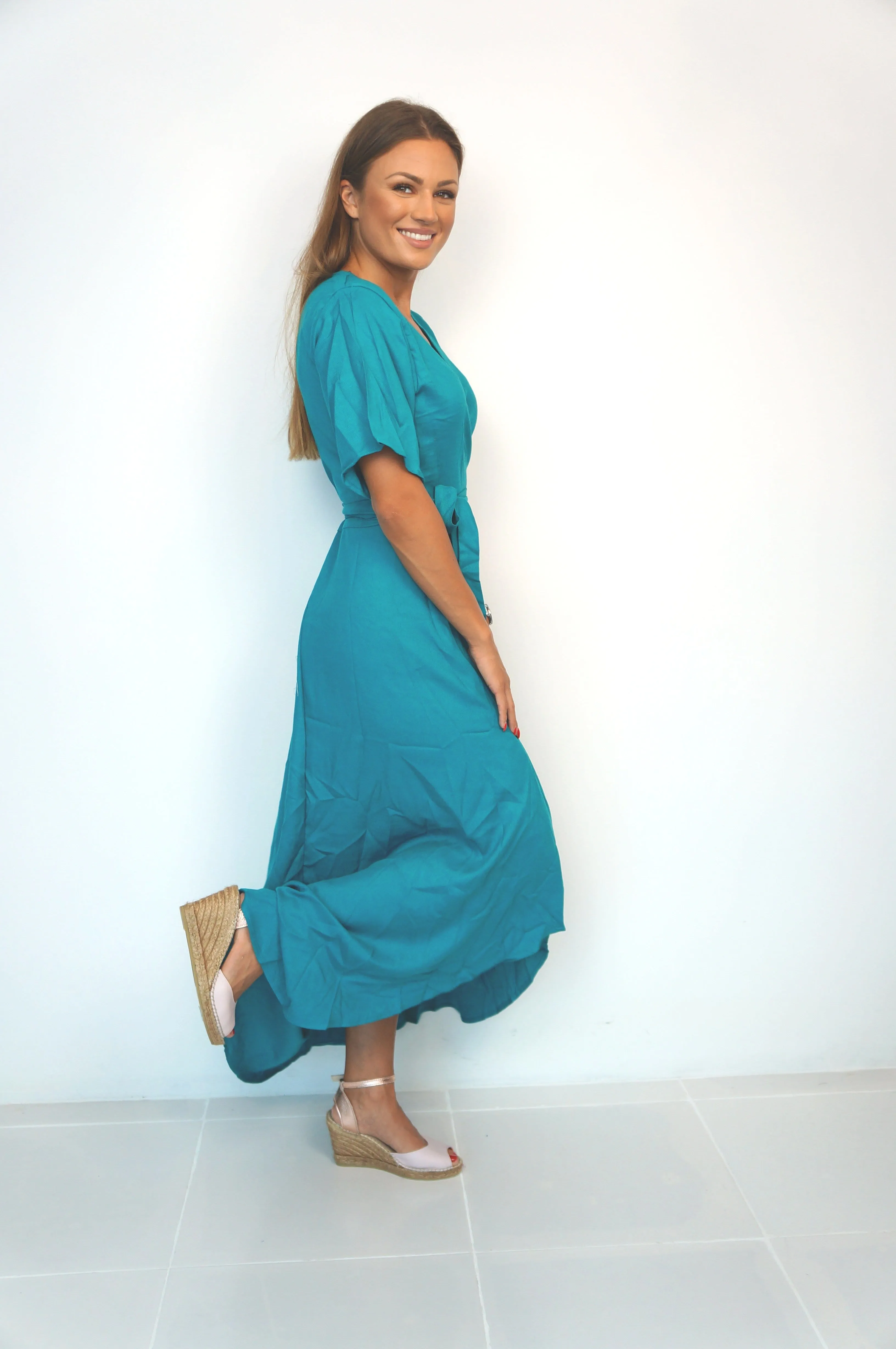 The Maxi Wrap Dress - Mermaid Green