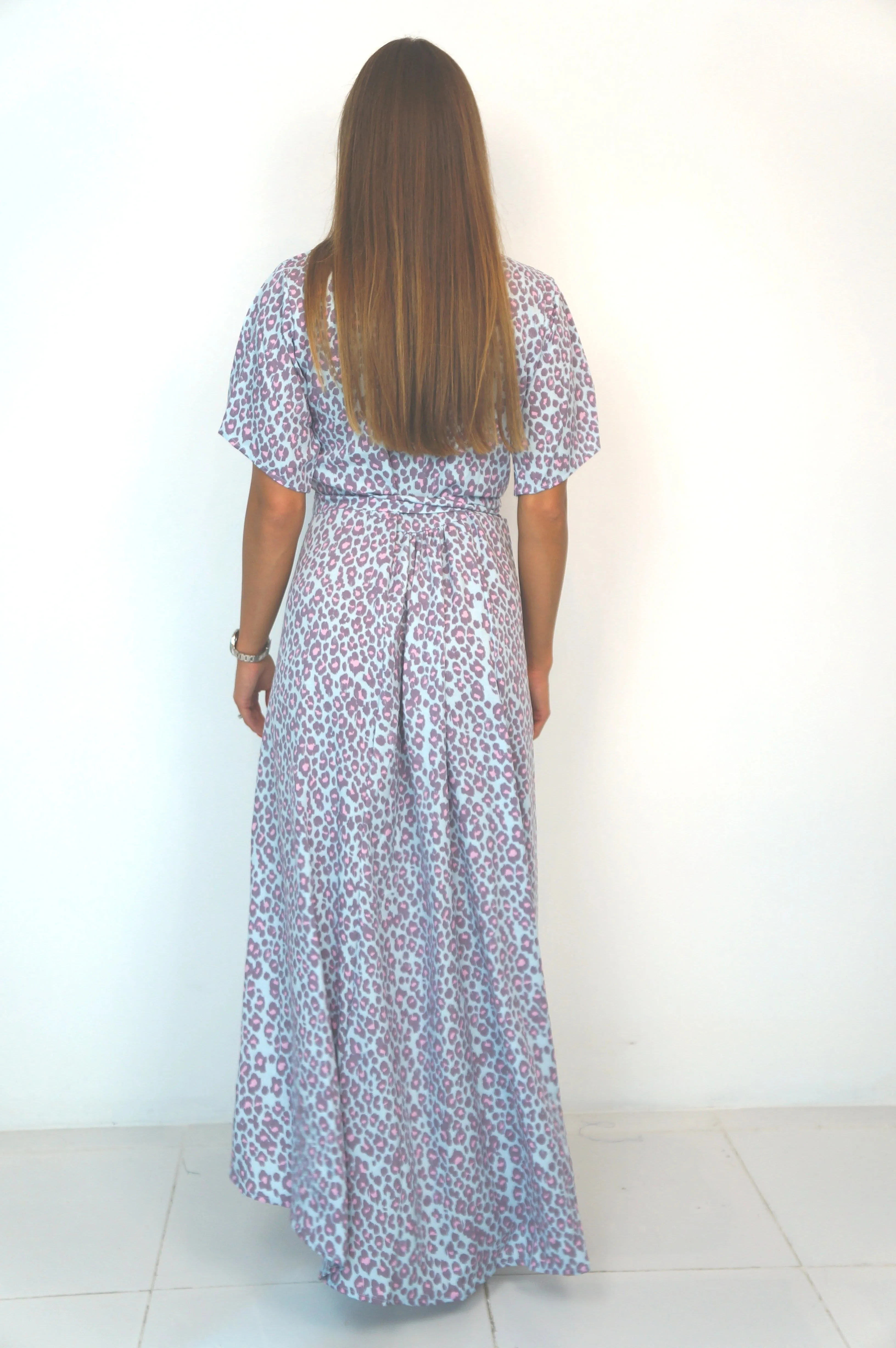 The Maxi Wrap Dress - Pastel Leopard
